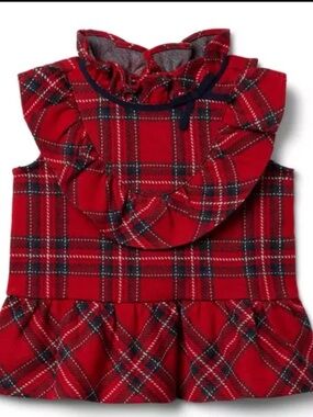 Janie and Jack Kids Red Plaid Ruffle Top - Toddler Girls